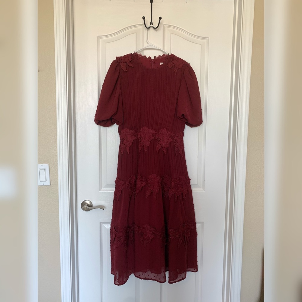 Burgandy Romantic Burgandy Midi Dress NWOT
